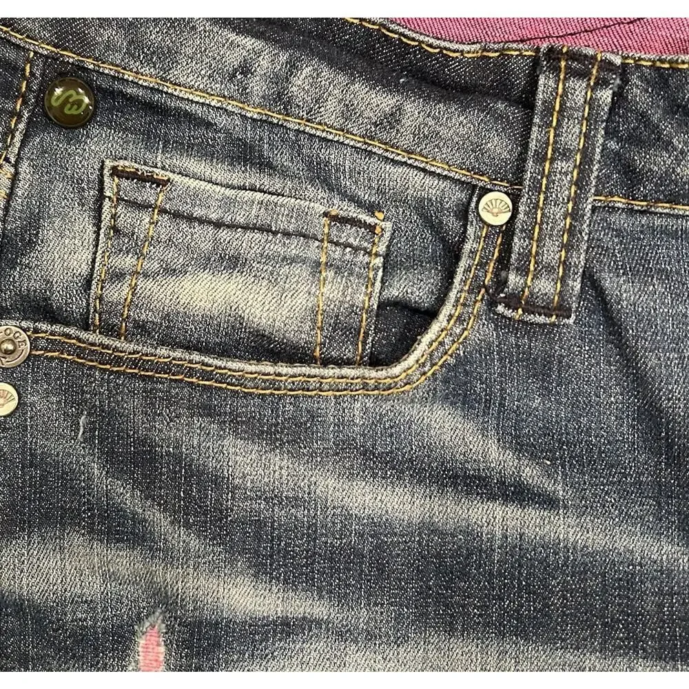 One Green Elephant Kosai Slim Jeans Women's Medium 30x32 Distressed Whiskering